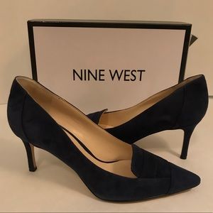 Nine West Pointed Blue Suede Heels